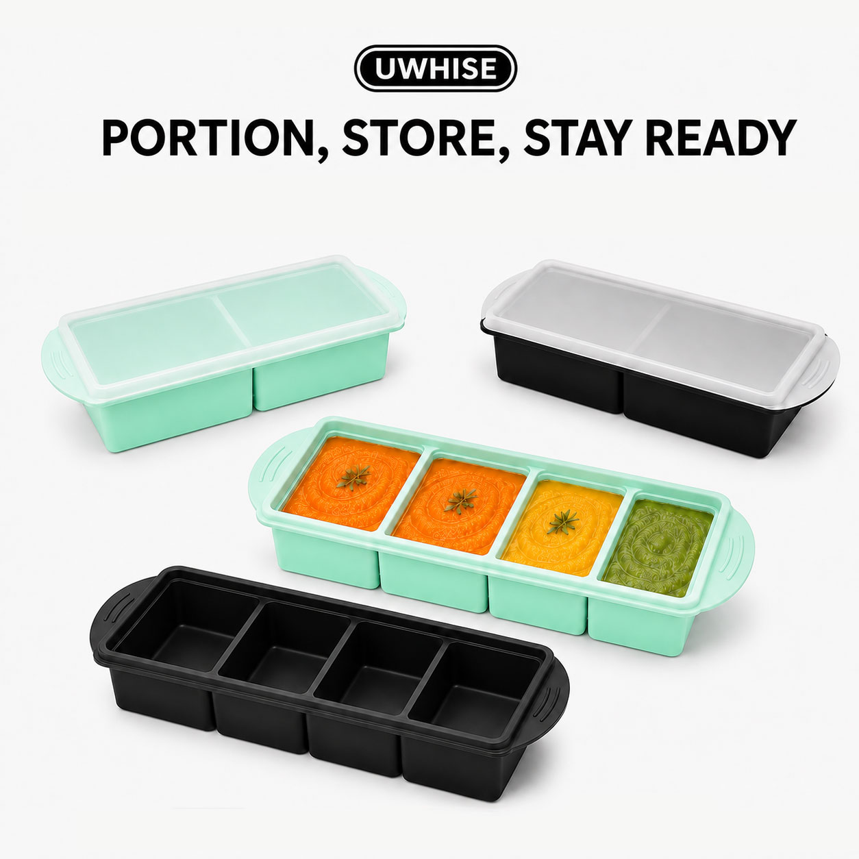 Meal Prep Chia Pudding - Uwhise Silicone Soup Freezer Tray Baby