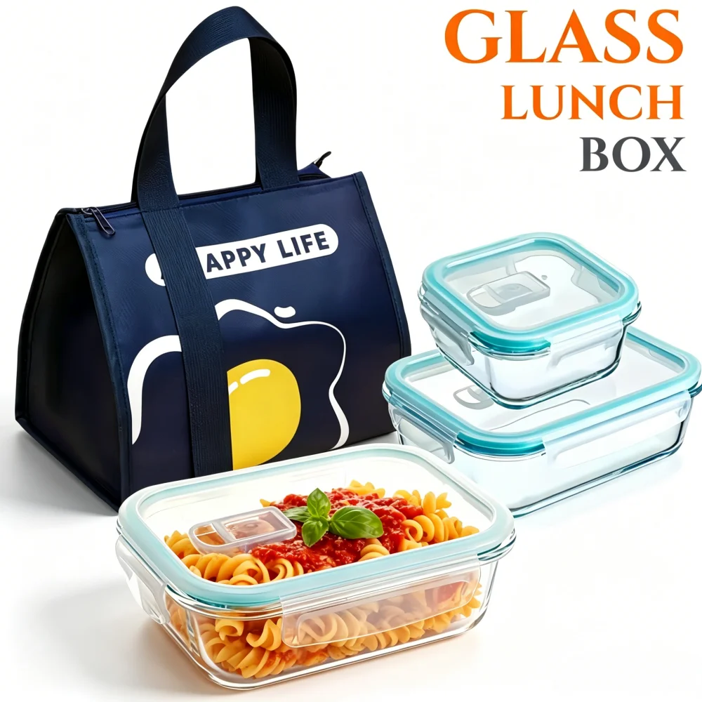 Meal Prep Burrito - BPA-Free Glass Lunch Box Rectangular Food