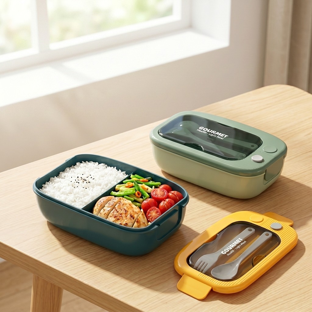 Meal Prep Food - Microwavable Plastic Bento Box 2 Compartment