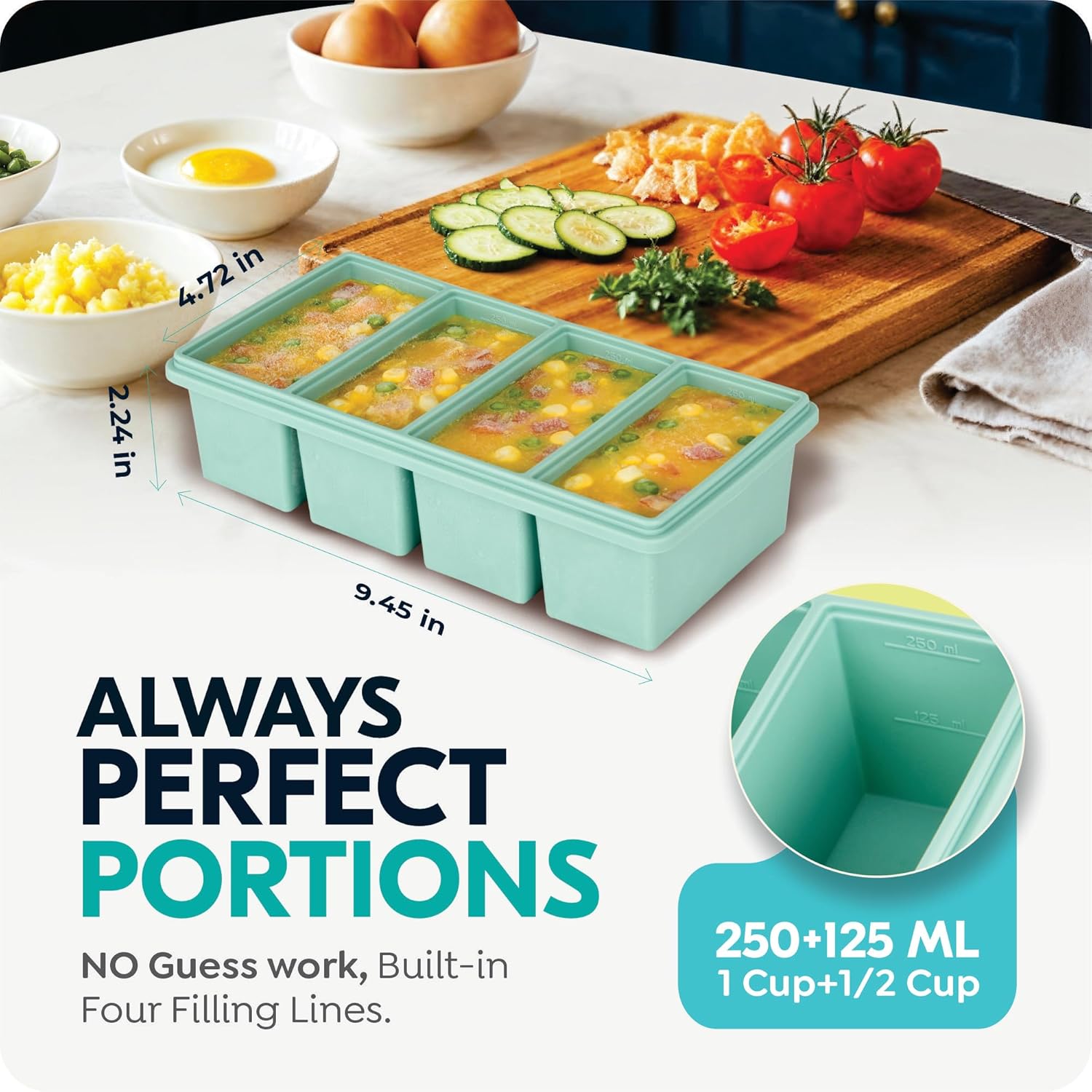 1000ML Silicone Freezer Tray w - Meal Prep Chia Pudding recension och pris