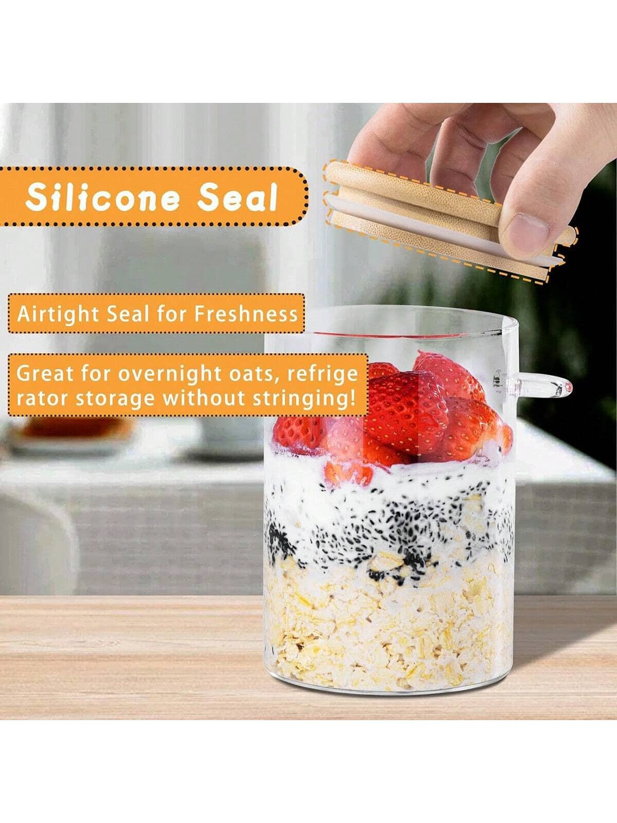 4 Pack Overnight Oats Jars Mod - Meal Prep Yogurt Parfait recension och pris